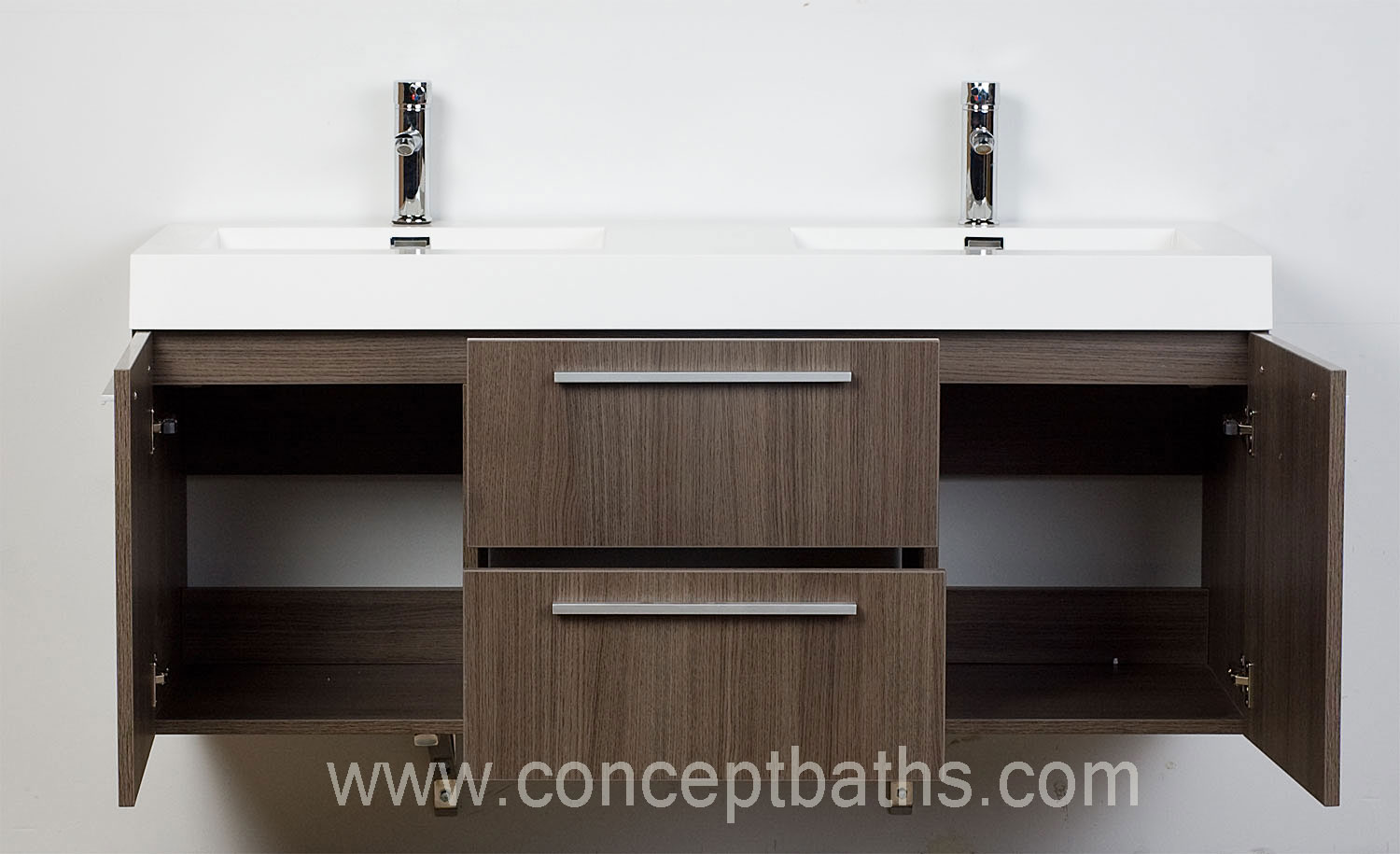 Wall Mounted Double Modern Bathroom Vanity Grey Oak Tn T1380 Go 54 Modern Double Sink Vanity Set With Doors And Drawers Grey Oak Tn T1380 Go