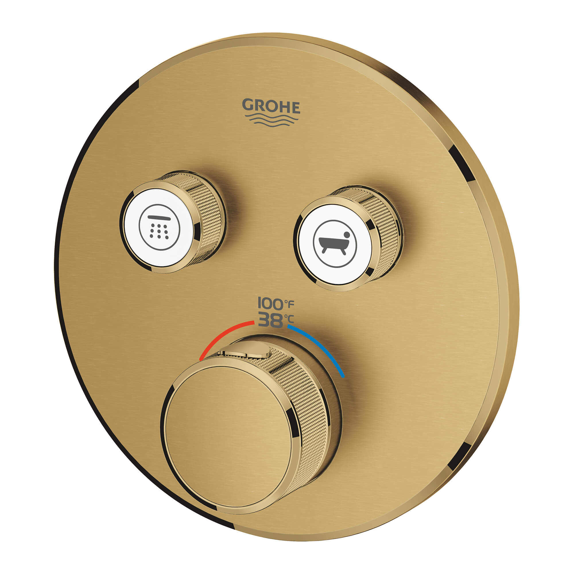 ernstig Smaak Scarp Bathtubs & Showers :: Shower Systems :: GROHTHERM® SMARTCONTROL 29137GN0  DUAL FUNCTION THERMOSTATIC VALVE TRIM IN BRUSHED COOL SUNRISE