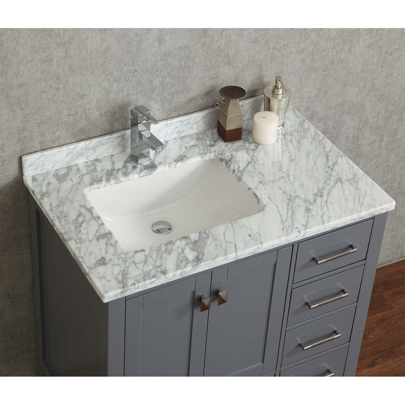 Buy Vincent 36 Inch Solid Wood Single Bathroom Vanity in Charcoal Grey