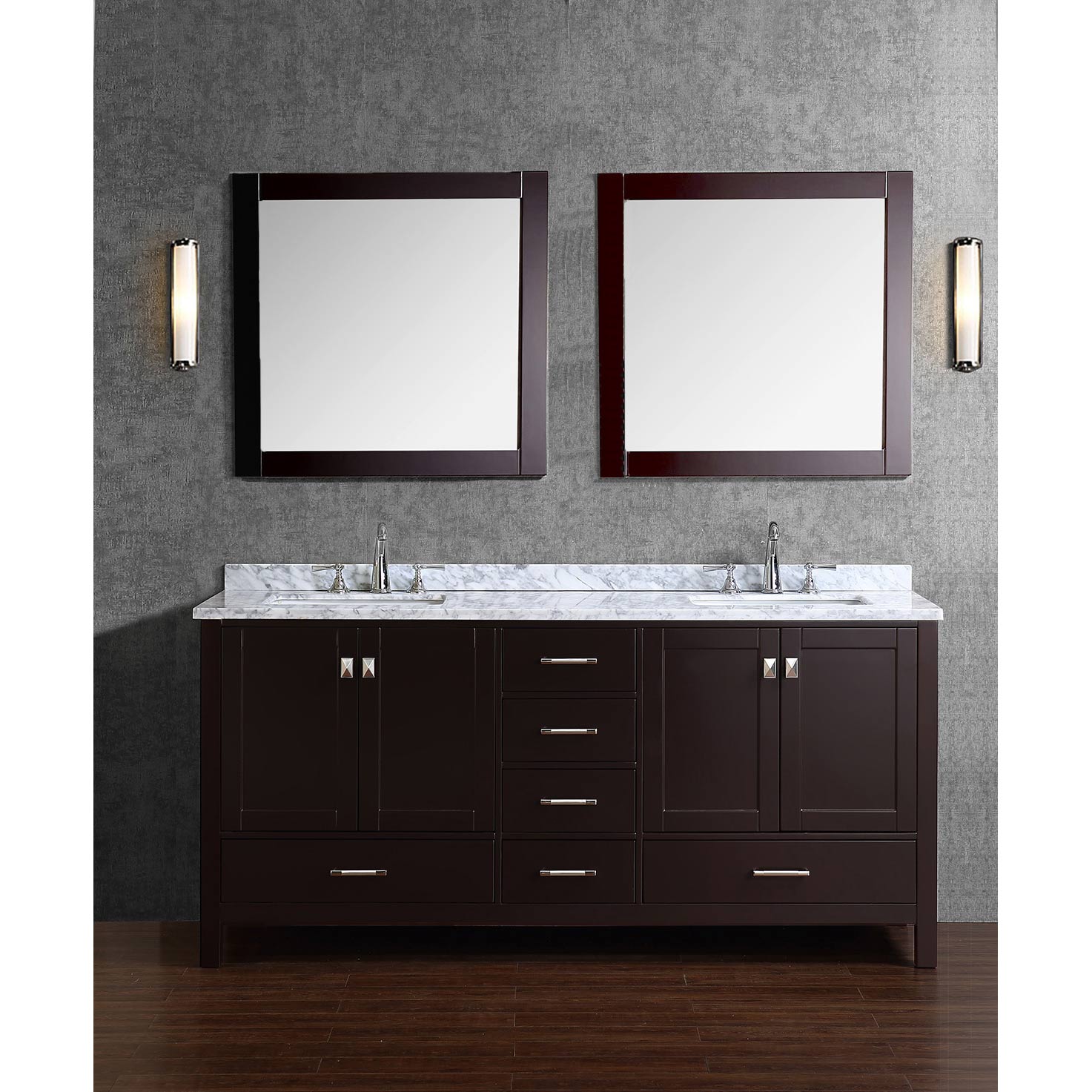 72 double bathroom vanity solid dark wood HD 13001 72 1