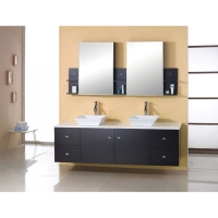 72" Solid Oak Dark Espresso Double Sink Vanity