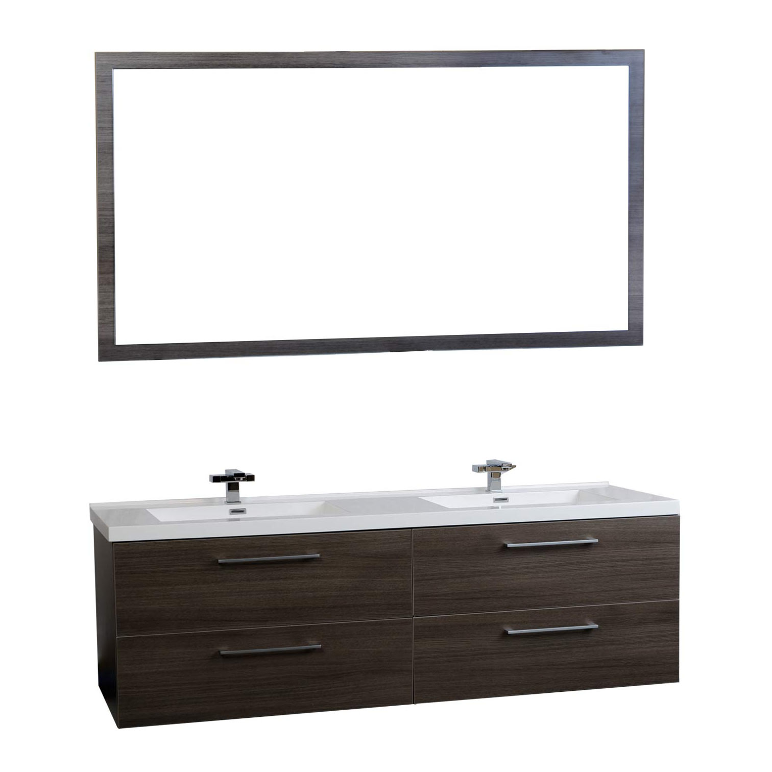 67" Modern Double Vanity Set Grey Oak TNA1710GO