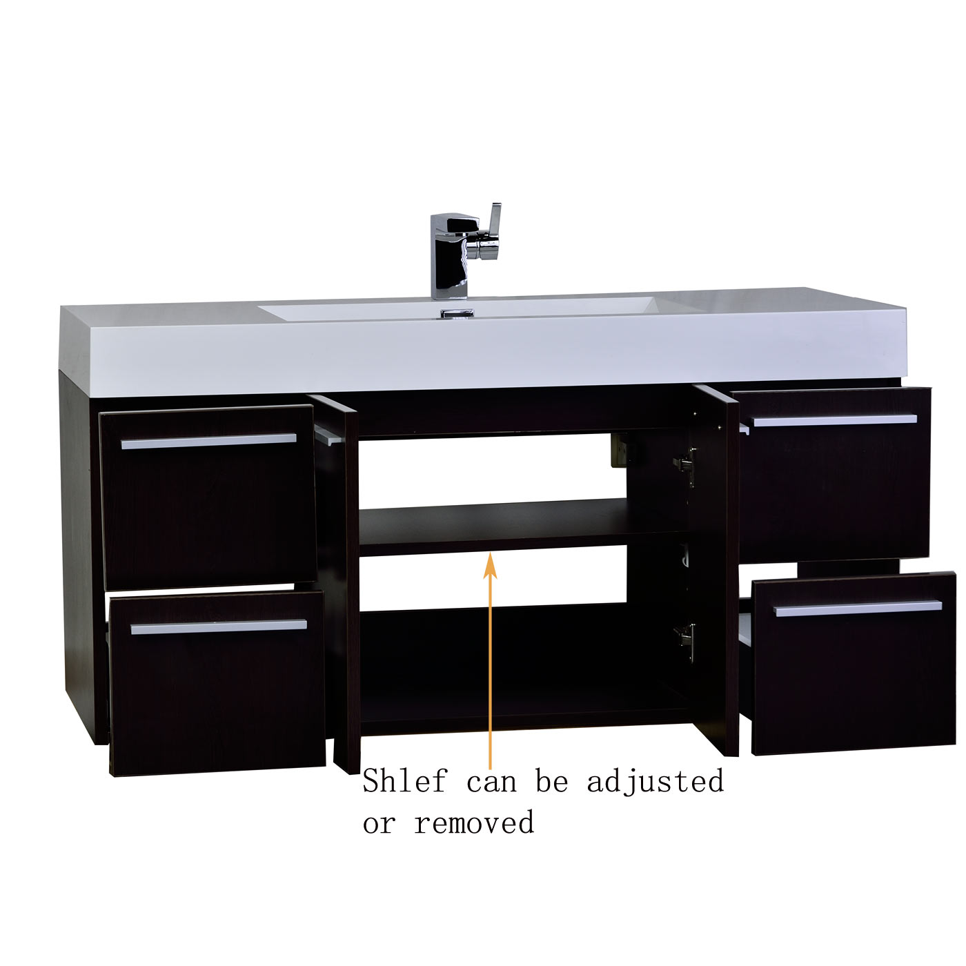 47 Inch Wall Mount Contemporary Bathroom Vanity in Espresso TNTA1200