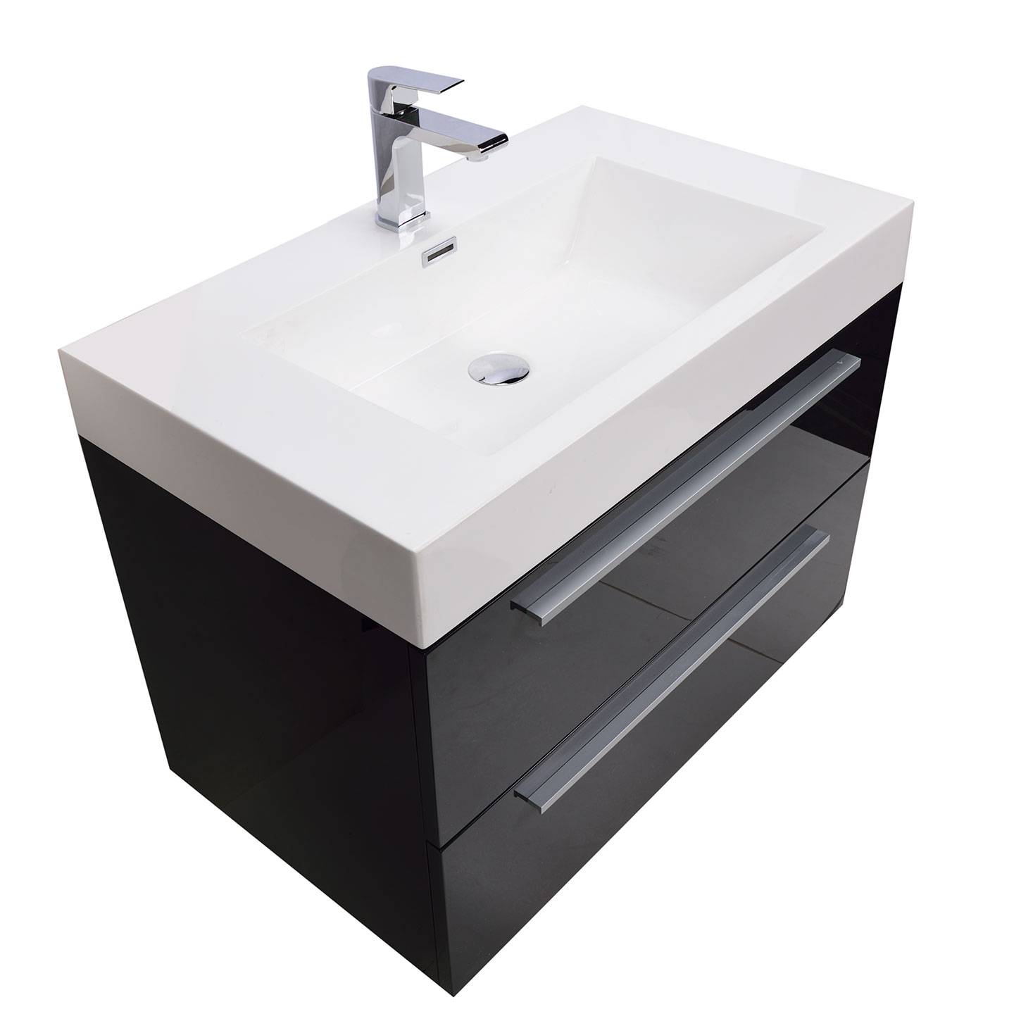 31.25 In. WallMount Modern Bathroom Vanity in High Gloss Grey TNM800