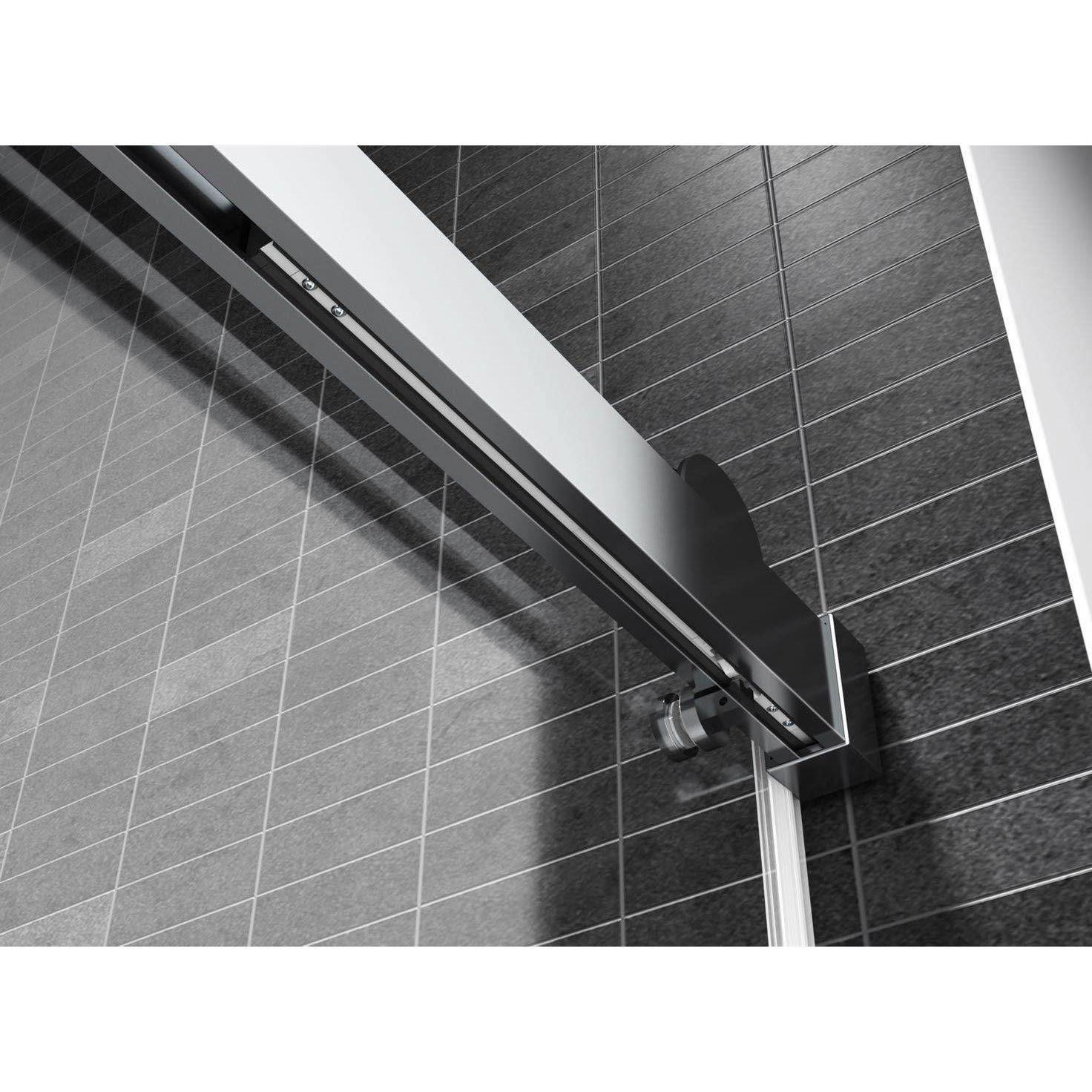 Skywalk 3/8 Double Sliding Frameless Shower Door in Matte Black