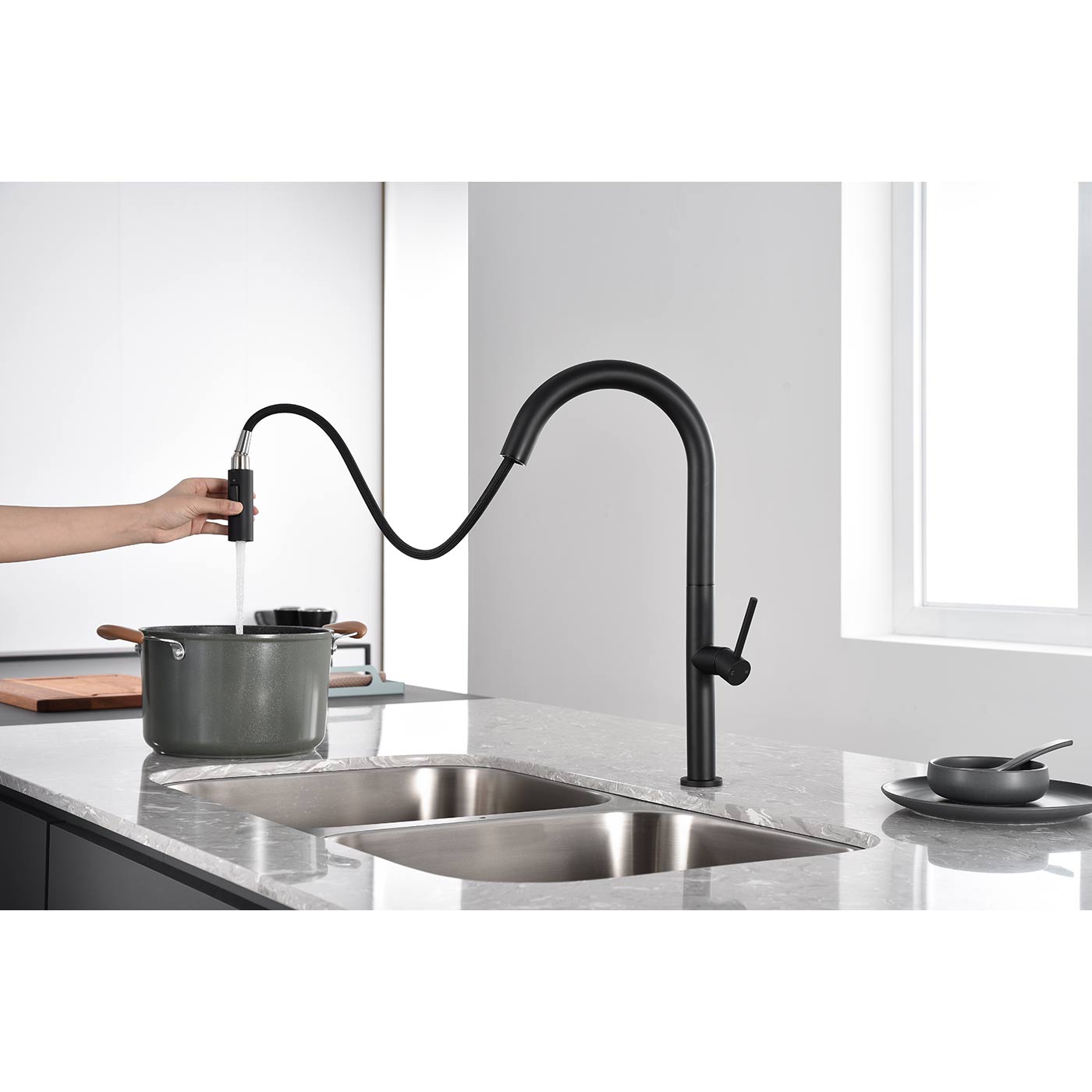 Buy Cbi Cascade Pull Down Single Handle Kitchen Faucet Lh Kf50 Bn On Conceptbathscom