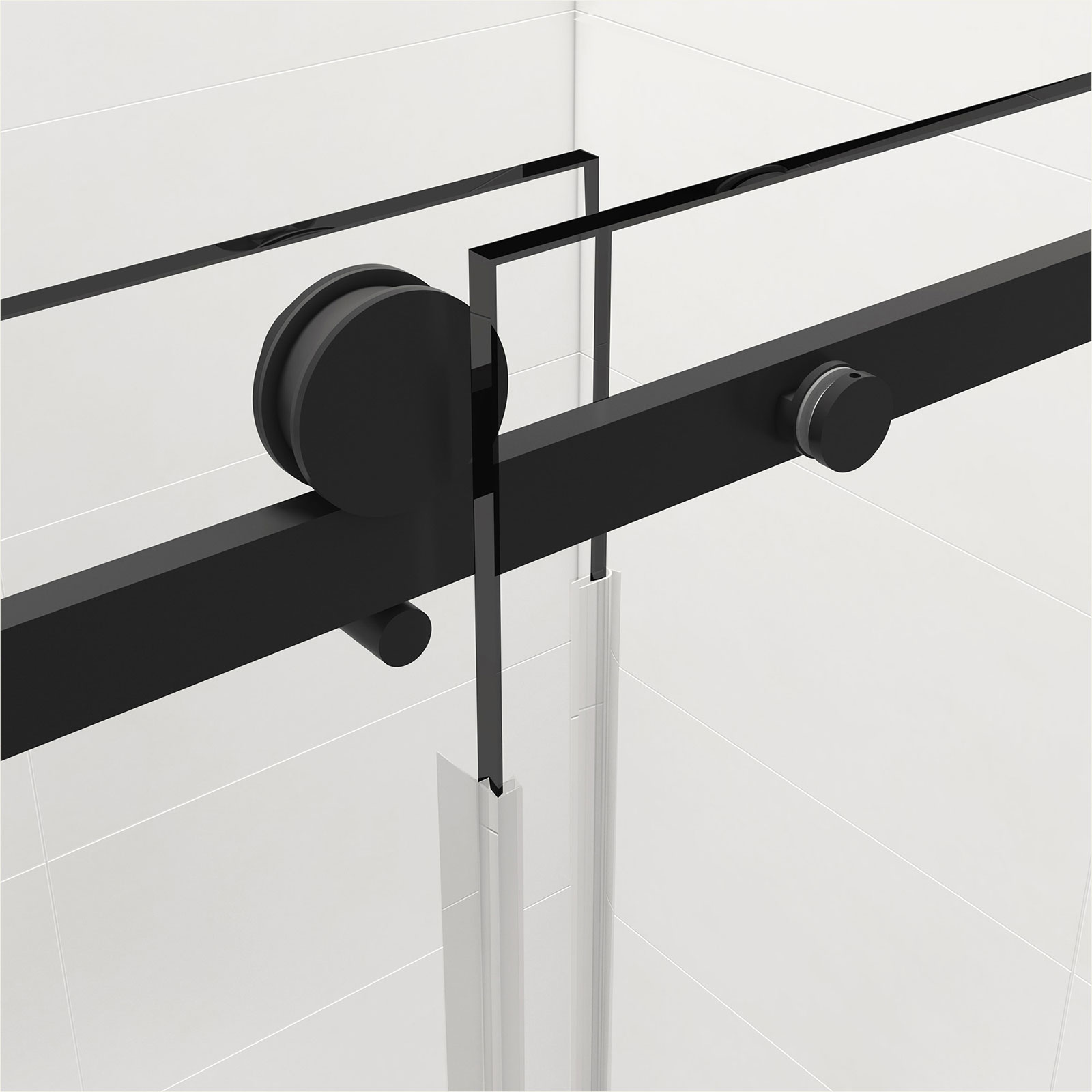 HT-1 55-60w*76h Matte Black Double Sliding Frameless Shower Door