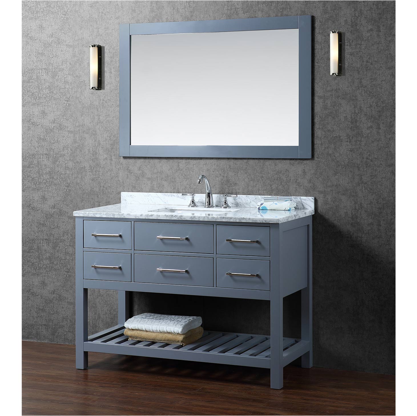 Buy Antonia 48 Inch Solid Wood Single Bathroom Vanity in Charcoal Grey ...
