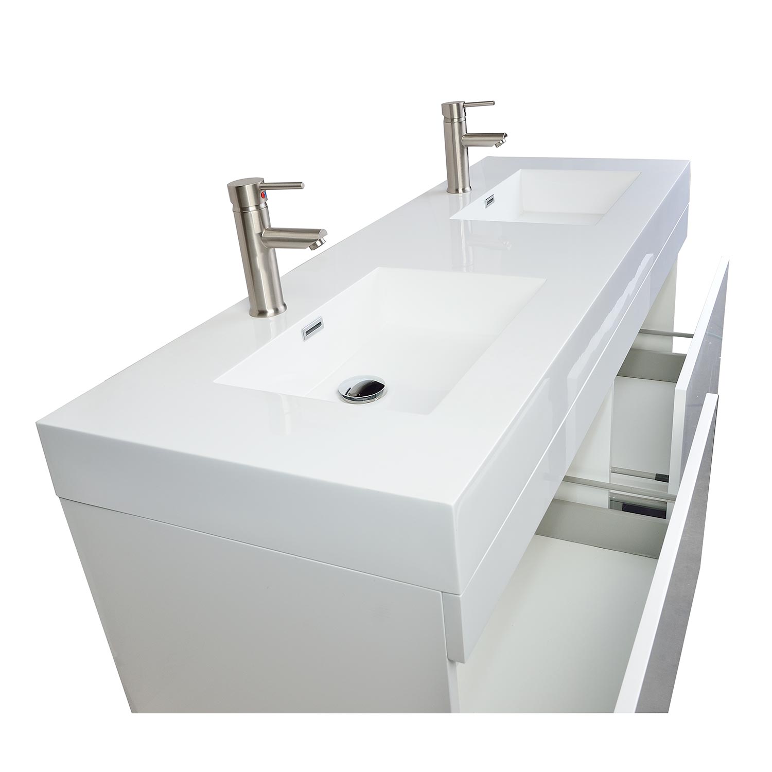 Buy 57 Inch Modern Double Sink Vanity Set In Glossy White Black Tn T1440 Hgw Conceptbathscom