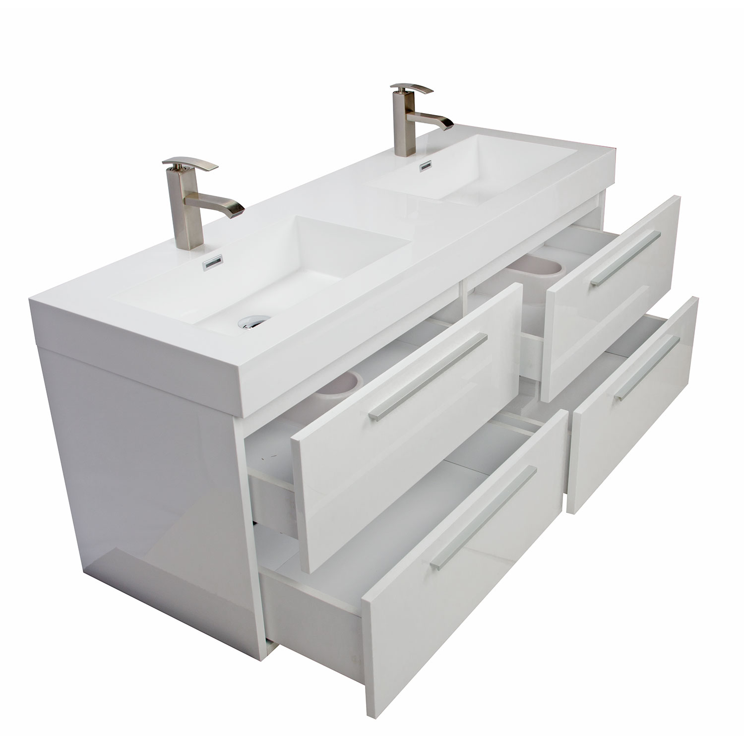 Buy 54 Inch Modern Double Sink Vanity Set With Drawers Gloss White Tn B1380 Hgw Conceptbaths