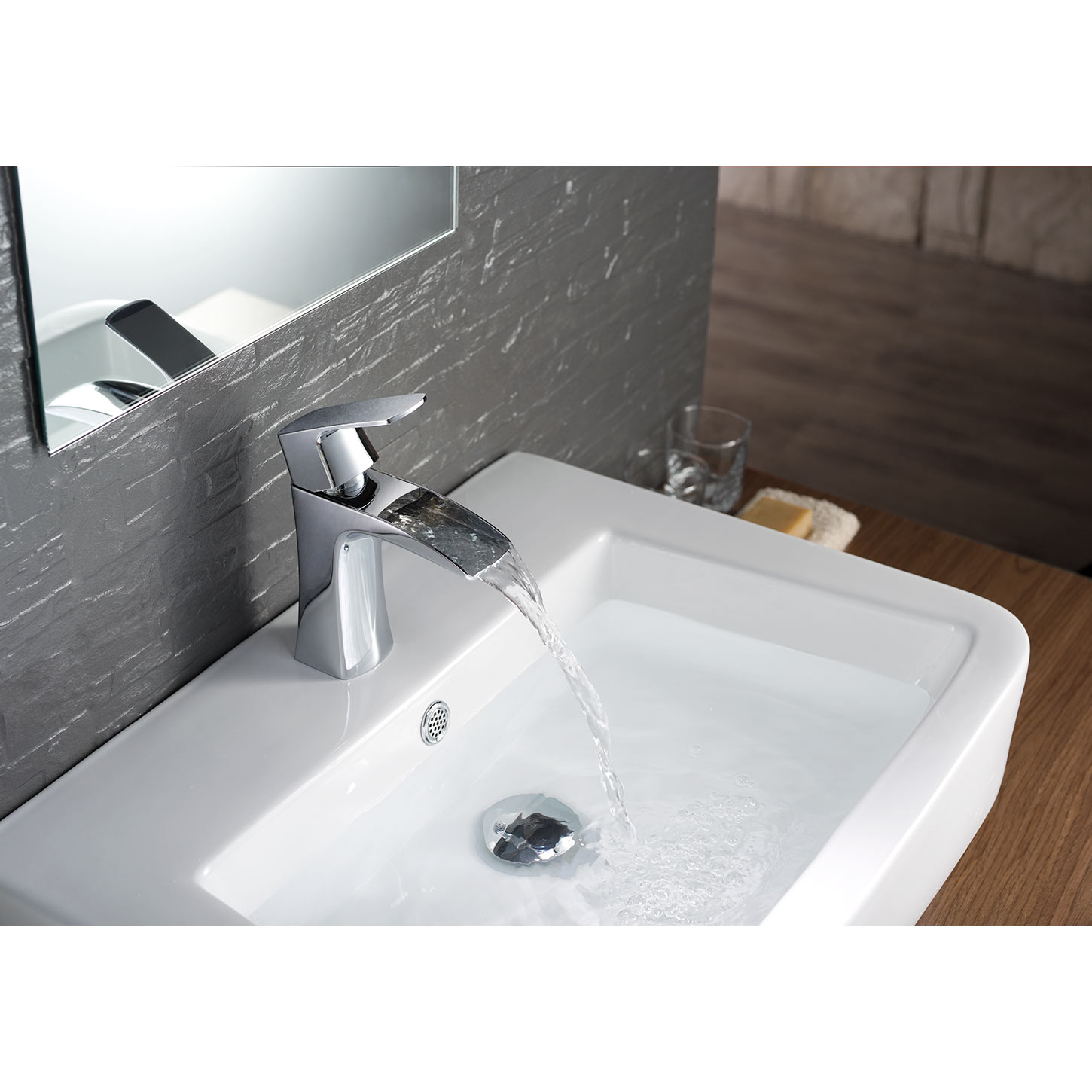 Faucet Rainier CBI Chrome in AV-BF02CH on Single Bathroom Buy Control Waterfall