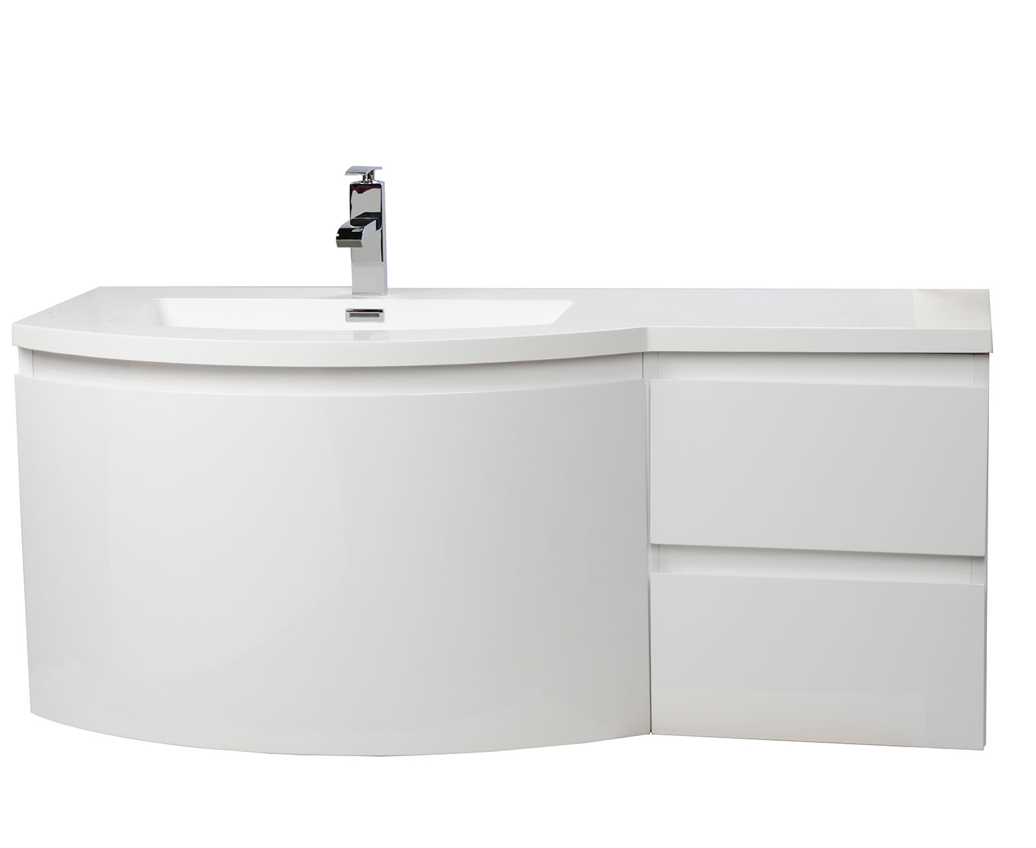 Bathroom Vanity By Cbi High Gloss White, 48 Inch Vanity Top With Sink On Left