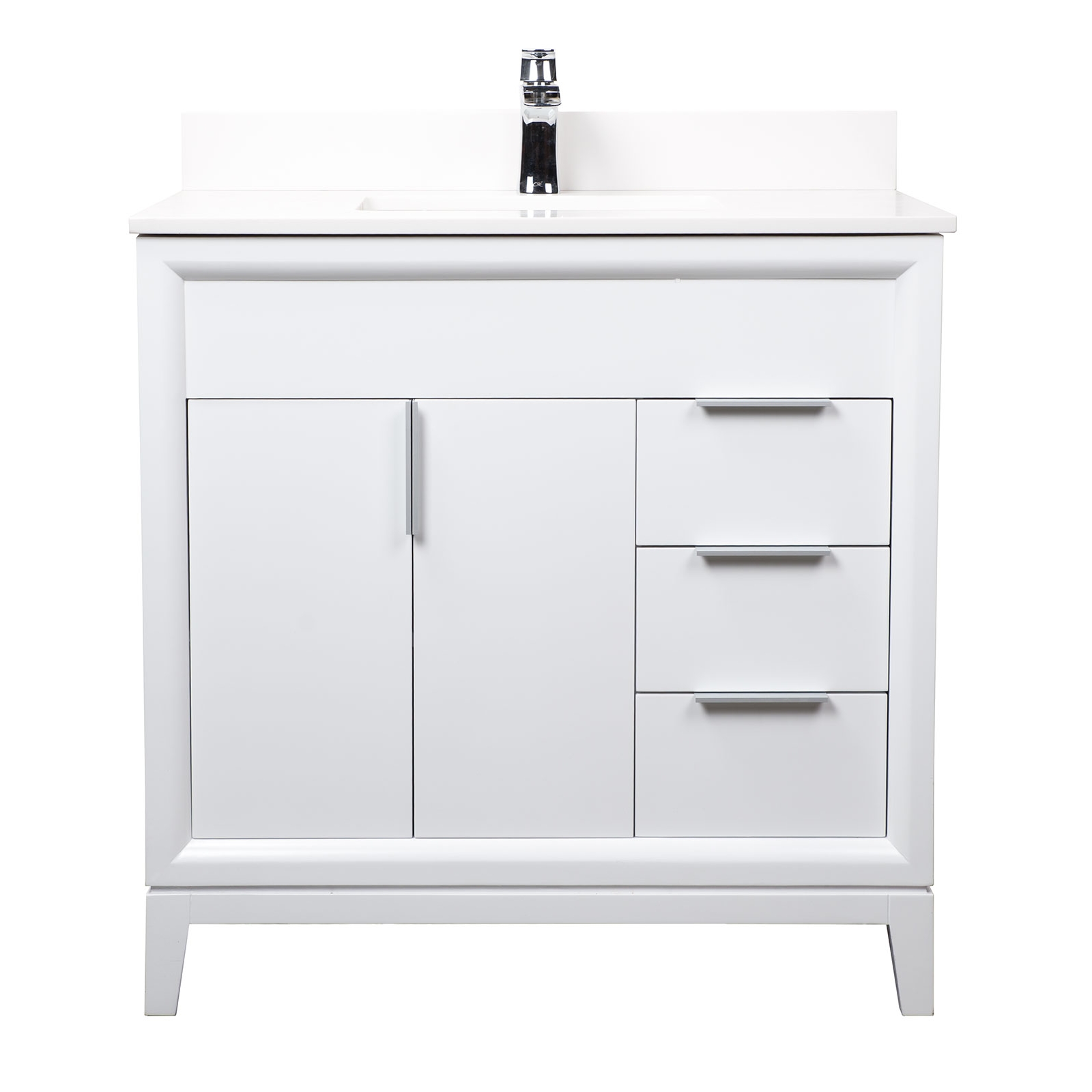 Buy 36 Inch Single Solid Wood Bathroom Vanity with White Quartz Top