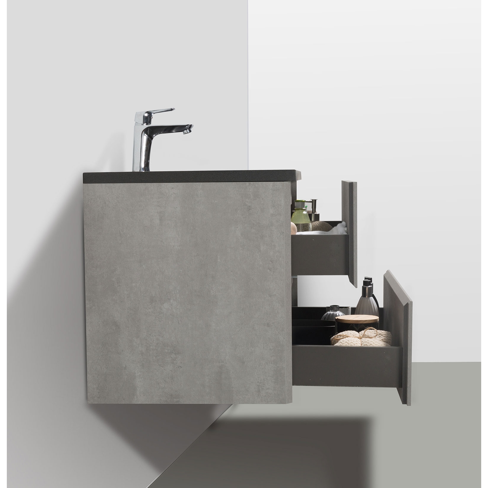 Buy Edith 30 Inch WallMount Bathroom Vanity , Cement Grey with Black