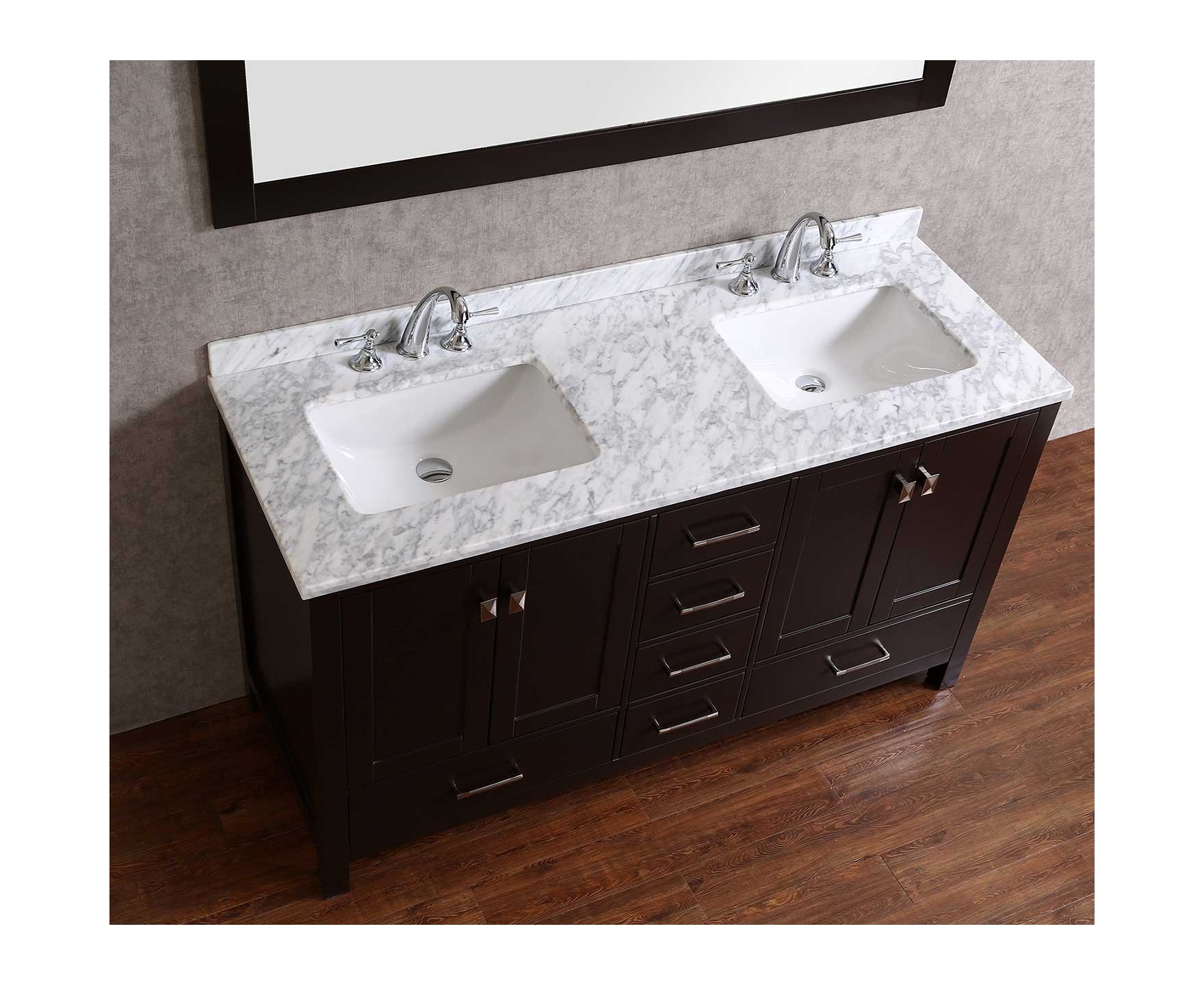 Buy Vnicent 60" Solid Wood Double Bathroom Vanity in Espresso HM13001