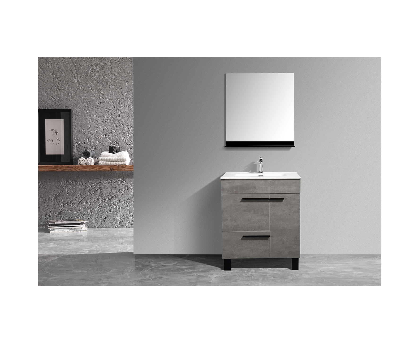 Cbi Gili 28 Inch Grey Oak Modern, 28 Inch Bathroom Vanity Cabinet