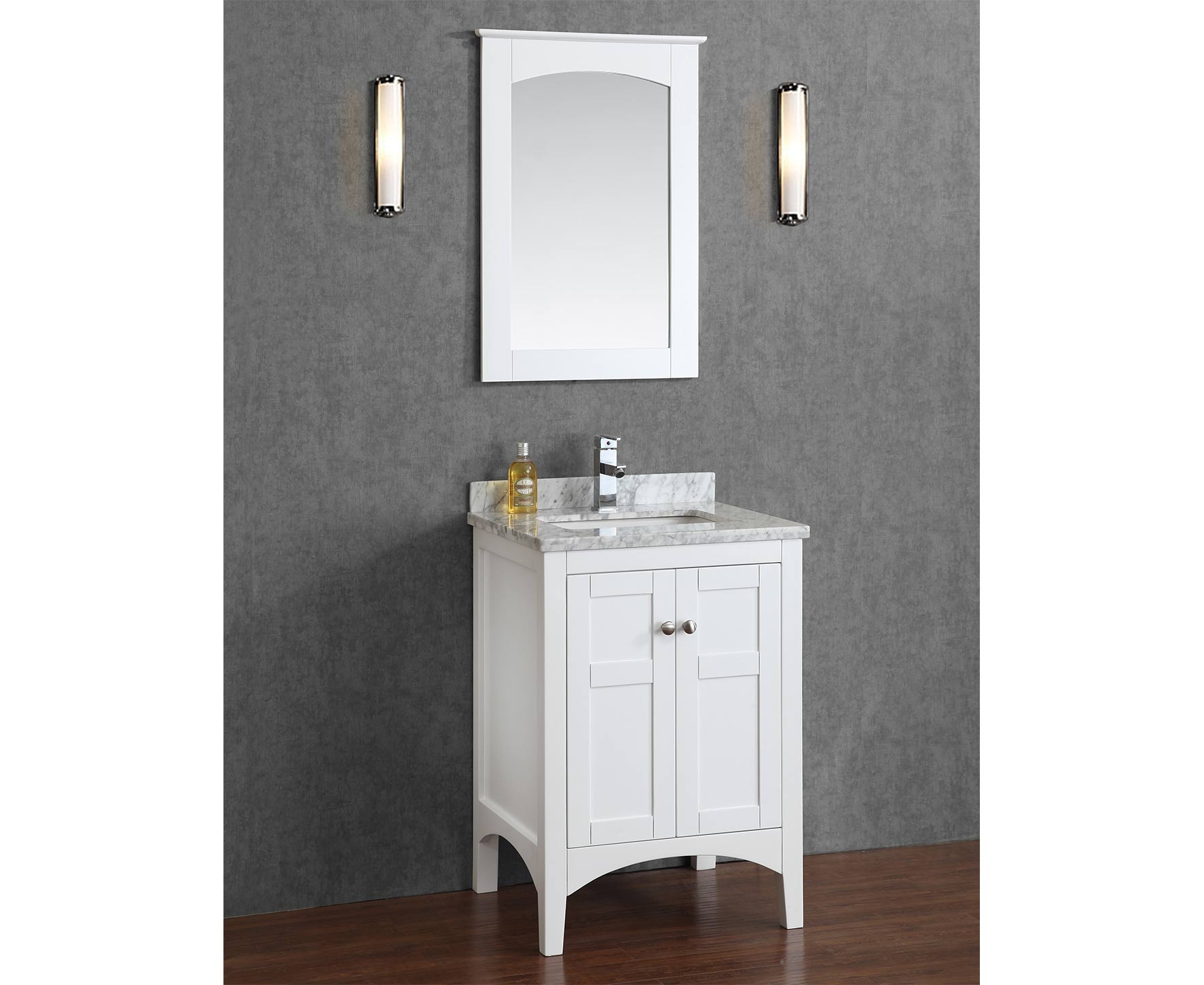 Martin 24 Solid Wood Single, 24 Inch White Bathroom Vanity With Marble Top
