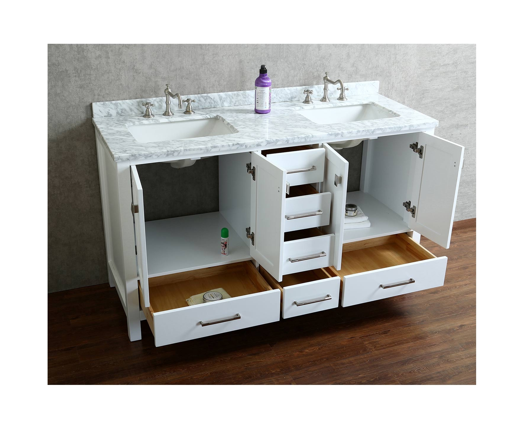 Buy Vincent 72 Inch Solid Wood Double Bathroom Vanity in White HM13001
