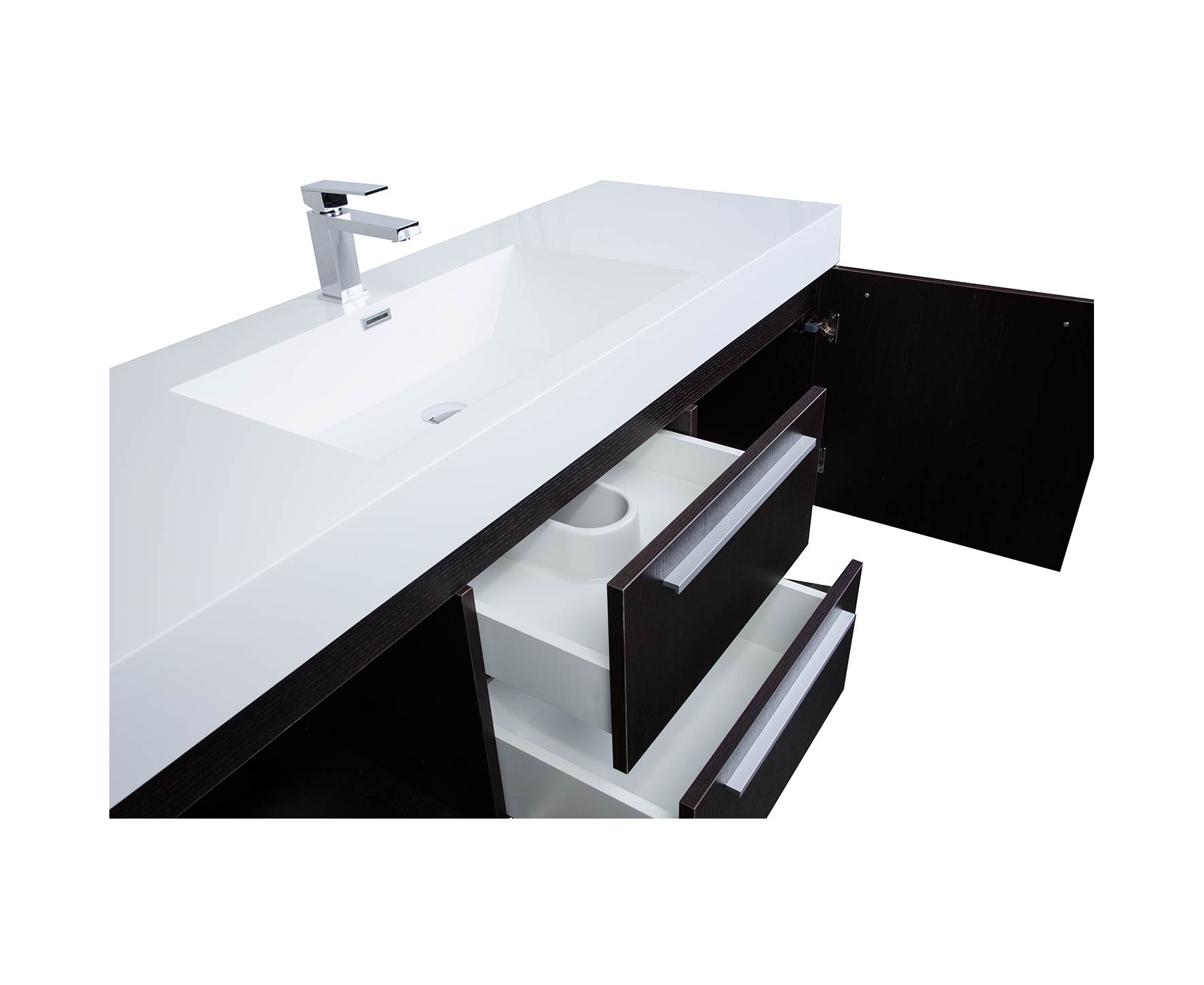 Buy 59 Inch Wall Mount Contemporary Bathroom Vanity in Espresso TN