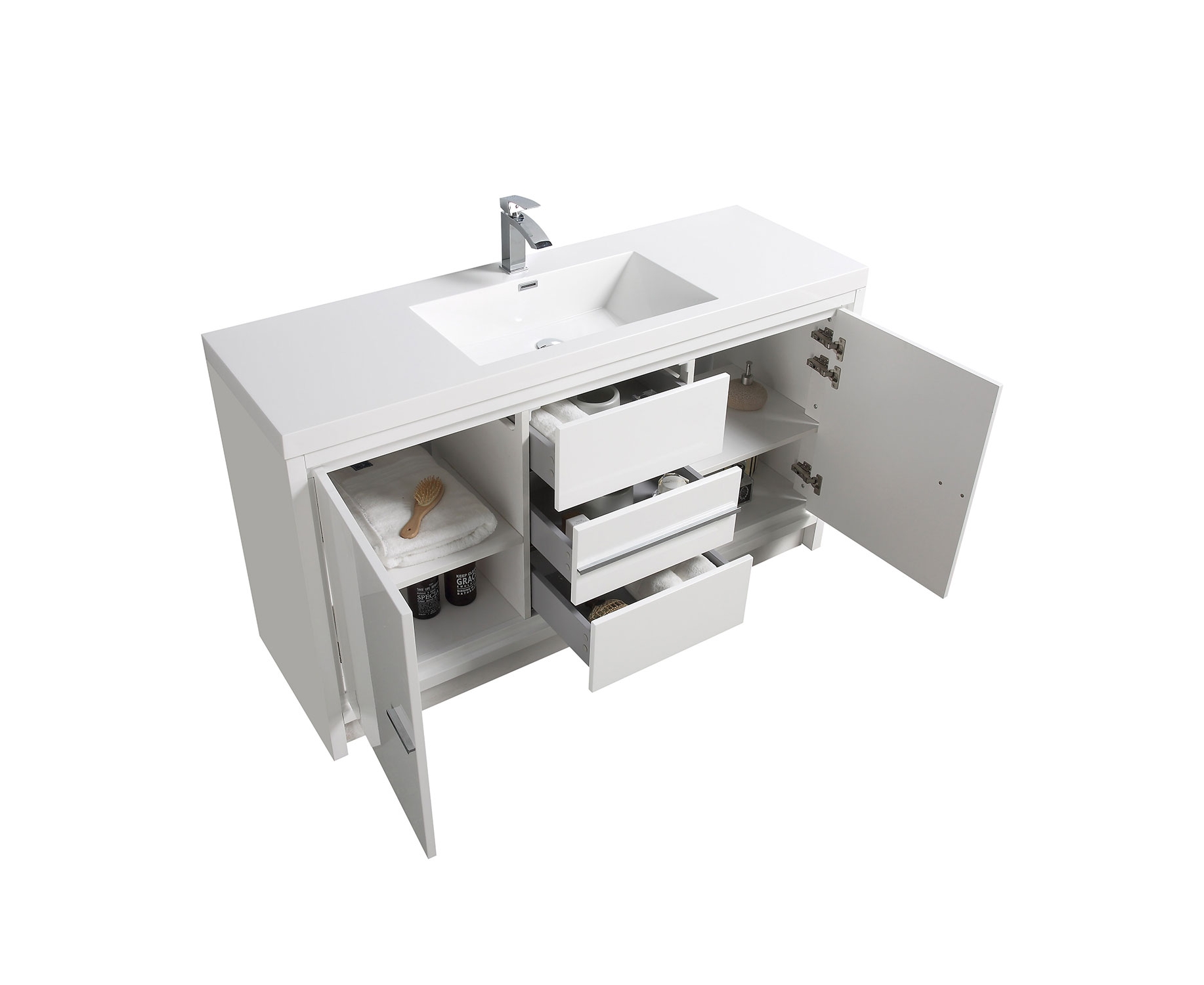 Buy Cbi Enna 59 Inch Single Modern Bathroom Vanity In High Gloss White Tn La1500s Hgw On Www Conceptbaths Com Free Shipping