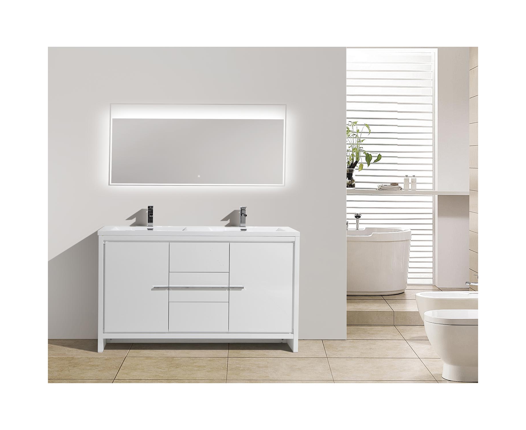 59 Inch Double Bathroom Vanity