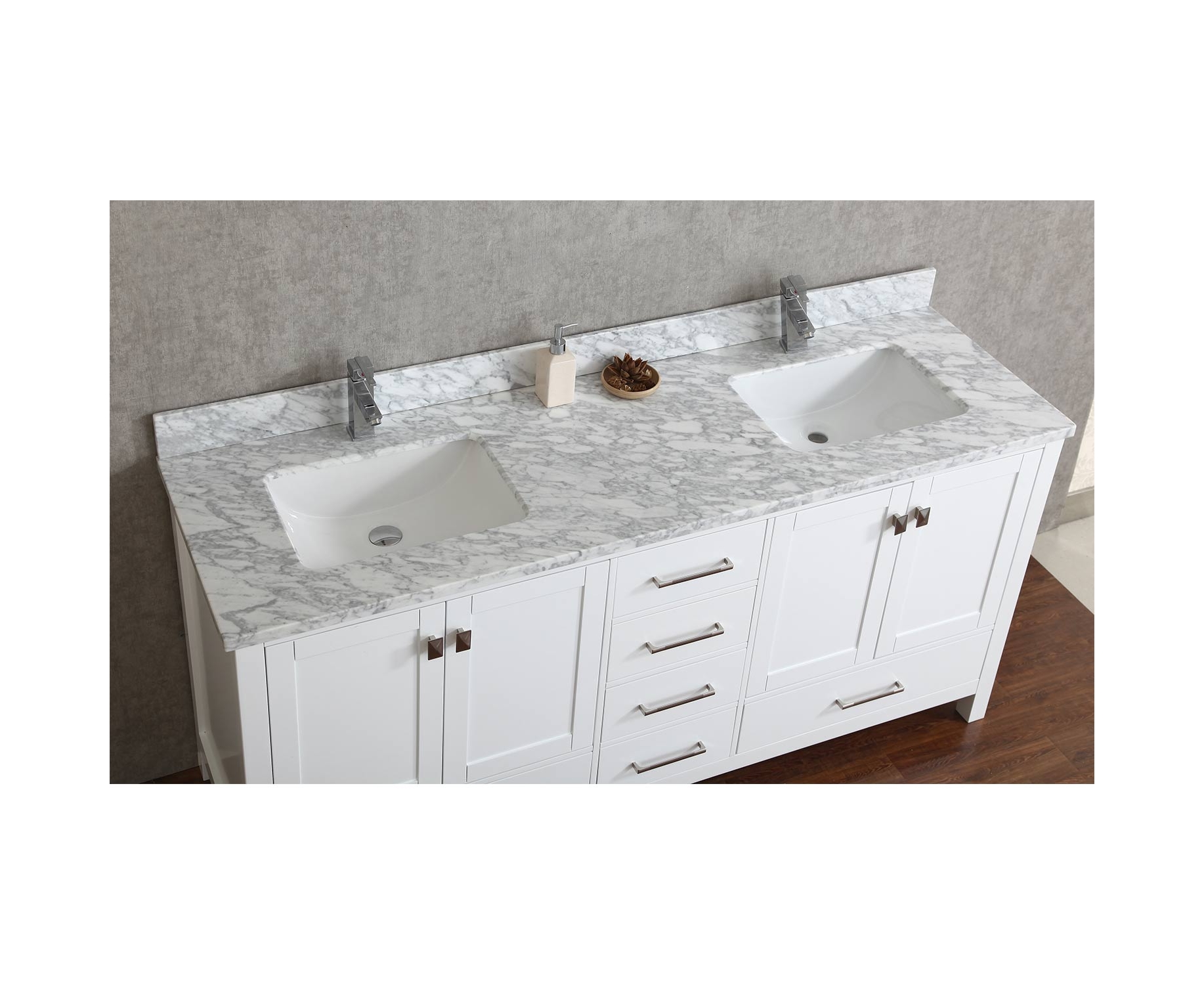 Buy Vincent 72 Inch Solid Wood Double Bathroom Vanity in White HM13001