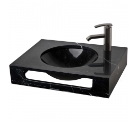 23.5" Black Marquine Natural Stone Wall Mount Vanity Combo Sink LM-T086BM