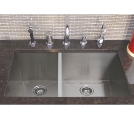 33" Stainless Steel 30/70 Double Well Undermount Sink SN-HBO3320AR