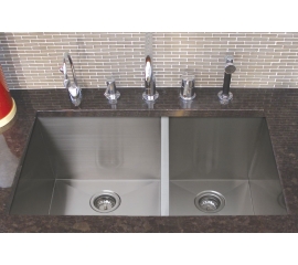 33" Stainless Steel 70/30 Double Well Undermount Sink SN-HBO3320A