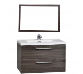33.5" Wall-Mount Contemporary Bathroom Vanity Set Grey OakTN-TA860-GO