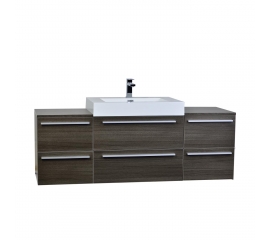 Tempa 59" Modern Double Vanity Set Wall Mount Grey Oak  TN-TA1500-GO