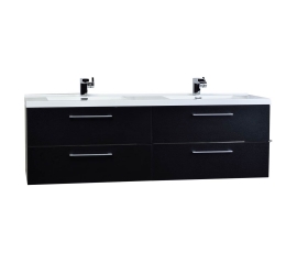 Camino 67" Modern Double Vanity Set Wall Mount Matt Black TN-A1710-BK