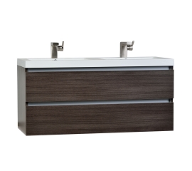 Valencia 48" Wall-Mount Double Bathroom Vanity Set Walnut Optional Mirror RS-DG1200-WN