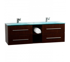Savona 60" Wall-mounted Double Bathroom Vanity Set VM-V18183-IRW - Iron Wood