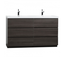 CBI Edison 59 Inch Double Modern Bathroom Vanity Grey Oak TN-ED1500D-GO