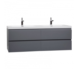 Angela 59" Contemporary Double Wall Mounted High Gloss Iron Grey TN-AG1500D-HGIG