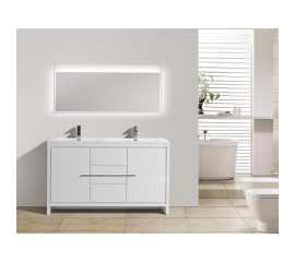 CBI Enna 59 Inch Double Bathroom Vanity in High Gloss White TN-LA1500D-HGW