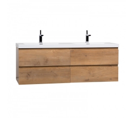 Angela 59" Contemporary Double Wall Mounted Natural Oak TN-AG1500D-NO