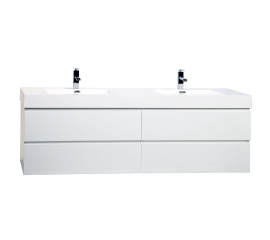 Angela 71" Wall Mounted Double Bathroom Vanity Glossy White TN-AG1810-HGW