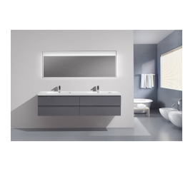 Angela 83.4" Contemporary Double Wall Mounted High Gloss Charcoal Grey TN-AG2120-1-HGCG