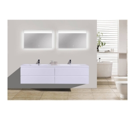 Angela 83.4" Contemporary Double Wall Mounted High Gloss White Grey TN-AG2120-1-HGW