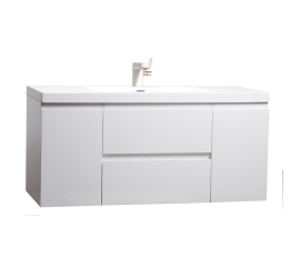 47" Angela Wall Mounted Modern Single Vanity High Gloss White TN-AG1200-HGW