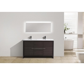 CBI Enna 59 Inch Double Bathroom Vanity Grey Oak TN-LA1500D-GO