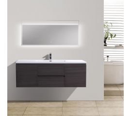 59" Angela Wall Mounted Modern Single Vanity in Char Oak TN-AG1500-1S-CO