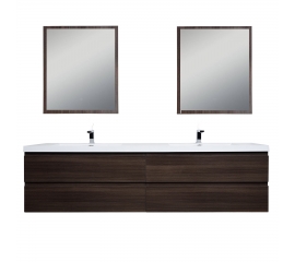 Angela 83.4" Contemporary Double Wall Mounted Bathroom Vanity, Grey Oak TN-AG2120-GO