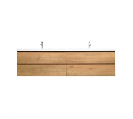 Angela 83.4" Contemporary Double Wall Mounted Vanity, Natural Oak TN-AG2120-NO