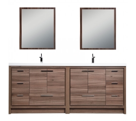 Enna 83.4" Free Standing Bath Vanity with Double Sink, Walnut TN-LA2120-WN