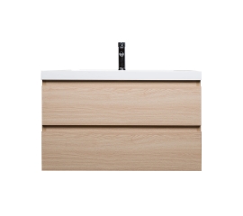 Angela 35.4" Wall-Mount Bathroom Vanity , White Oak TN-AG900-1-WO