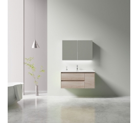 Andes 41.9" Wall-Mount Bathroom Vanity in White Oak with White Vanity Top TN-AD1065L-WO