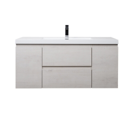 47" Angela Wall Mounted Modern Single Vanity, Birch White TN-AG1200-BW